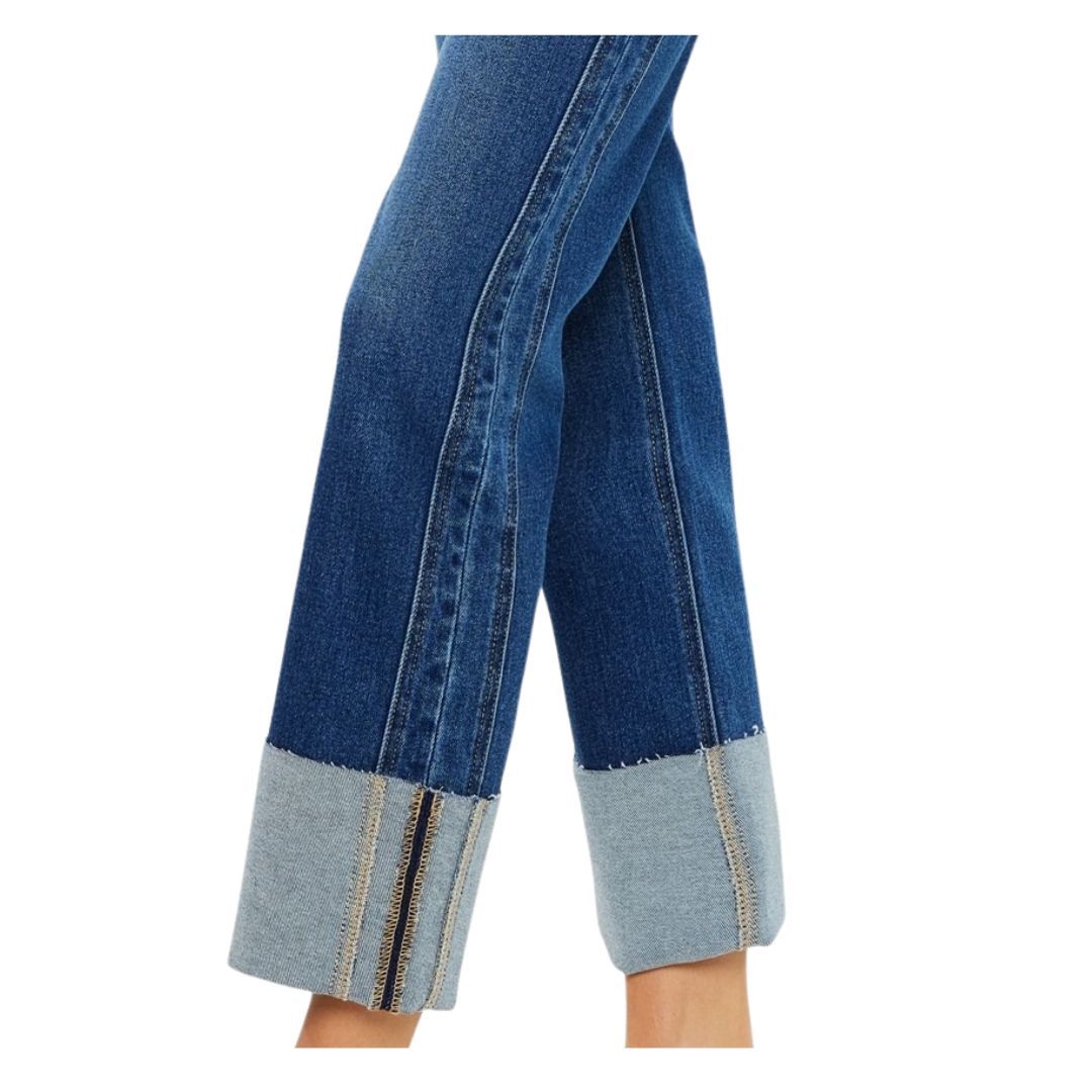 JEANS KAN CAN DE TIRO BAJO RECTO COMODO CON DOBLES