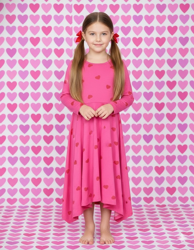 VESTIDO DE NIÑA ESTAMPADO CORAZONES