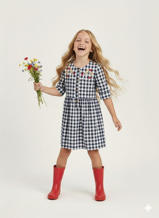 VESTIDO DE NIÑA CUADROS GLINGHAM