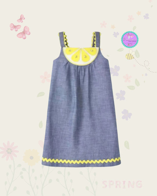 VESTIDO DE NIÑA CHAMBRAY CON LEMONS