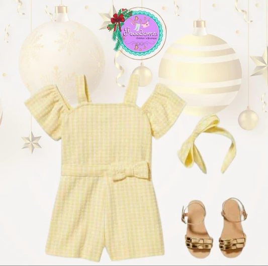 ENTERIZO DE NIÑA RUFFLE JACQUARD AMARILLO