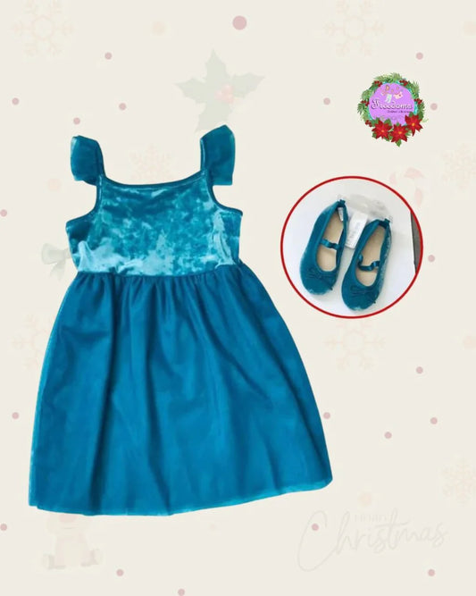 VESTIDO DE NIÑA TERCIOPELO AZUL
