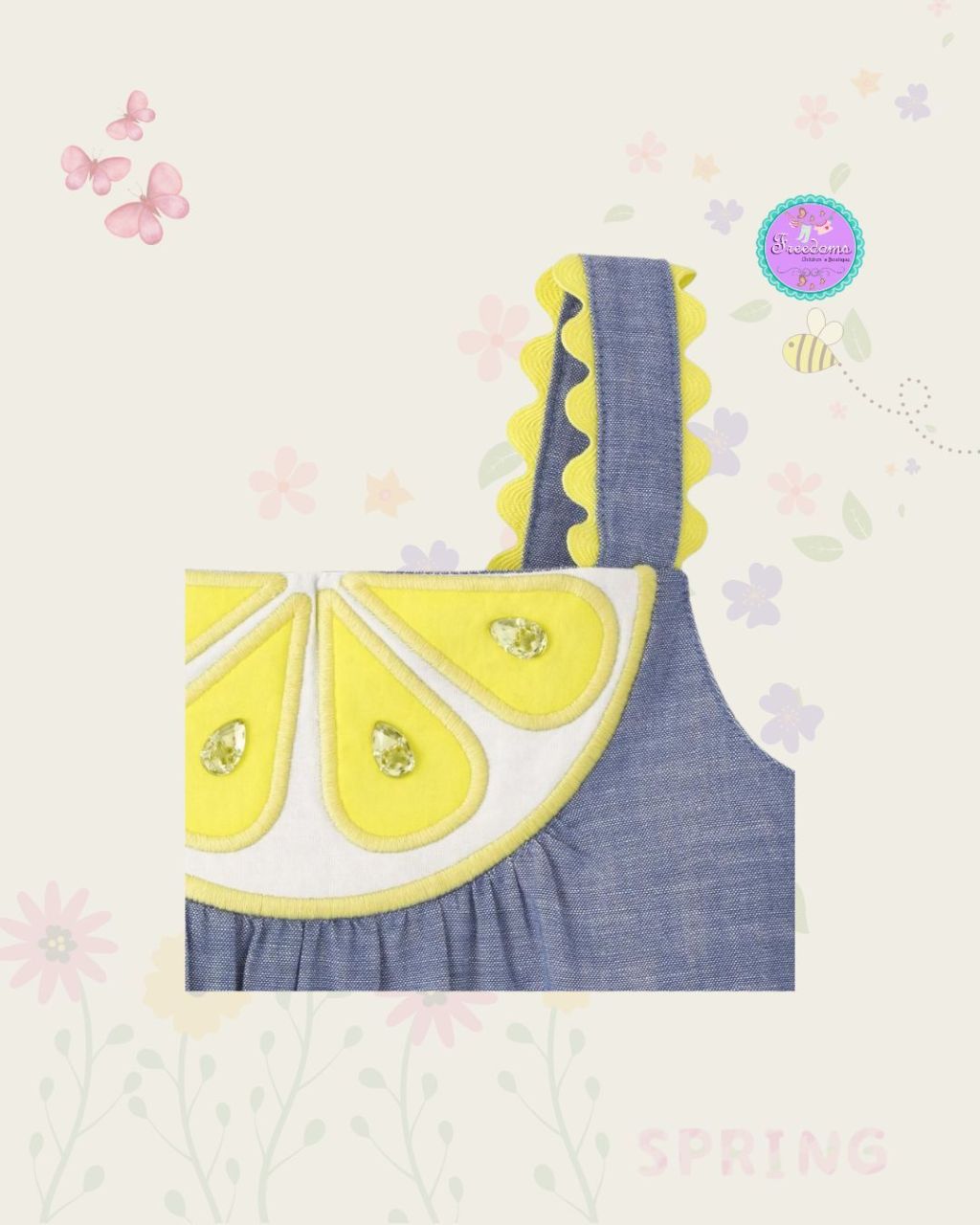 VESTIDO DE NIÑA CHAMBRAY CON LEMONS