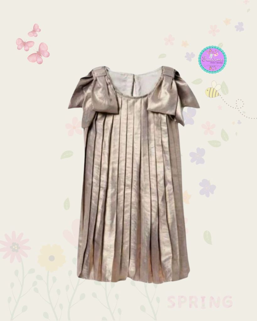 VESTIDO DE NIÑA OCRE METALIZADO
