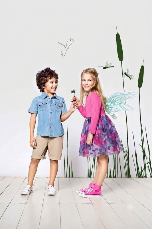 VESTIDO DE NIÑA VIOLETA ESTAMPADO FLORAL