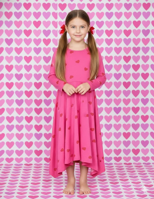 VESTIDO DE NIÑA ESTAMPADO CORAZONES