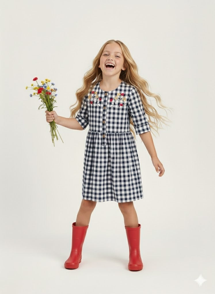 VESTIDO DE NIÑA CUADROS GLINGHAM