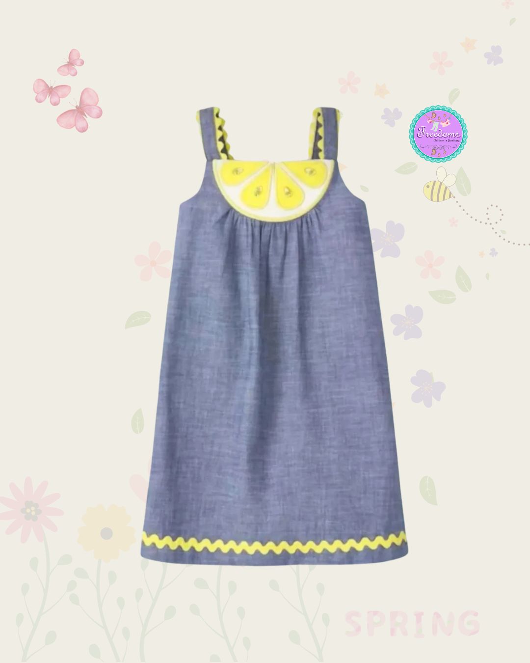 VESTIDO DE NIÑA CHAMBRAY CON LEMONS